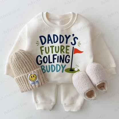 DADDY'S FUTURE GOLFING BUDDY Baby White Sweatshirt 2-piece Set - White - 2-3T - image 1