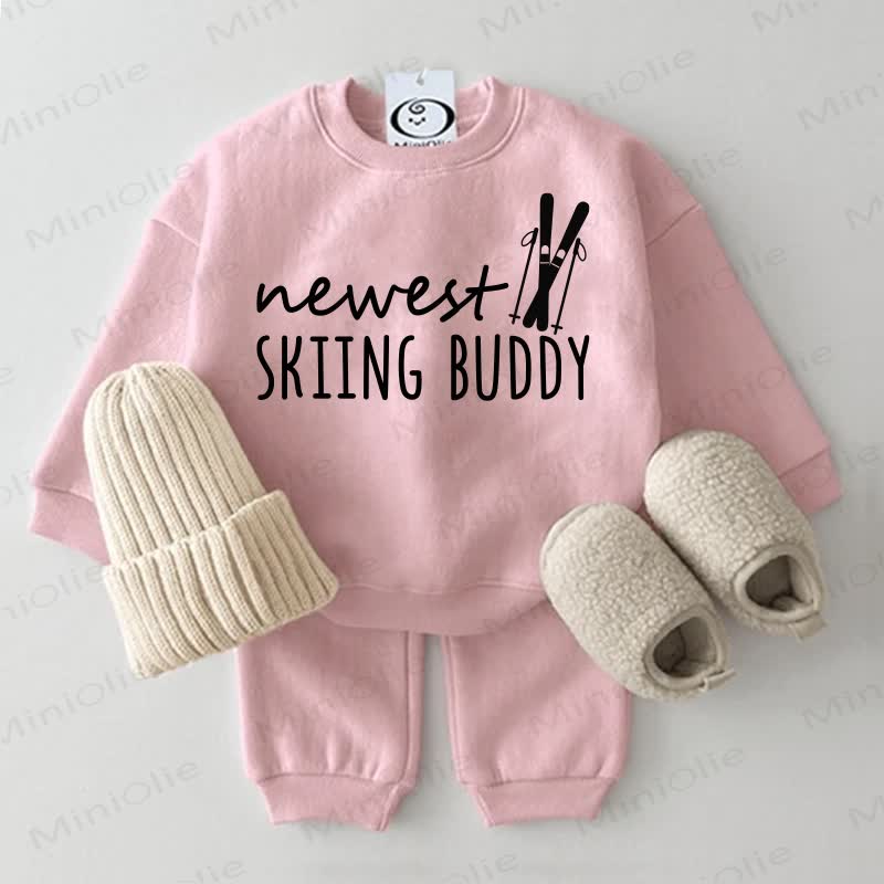 NEWEST SKIING BUDDY Baby Sweatshirt 2-piece Set - Pink - 2-3T - image 3