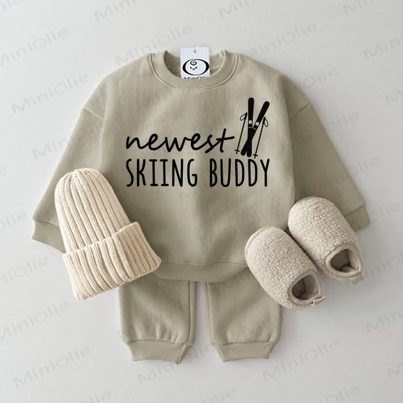 NEWEST SKIING BUDDY Baby Sweatshirt 2-piece Set - Grey Green - 2-3T - image 2