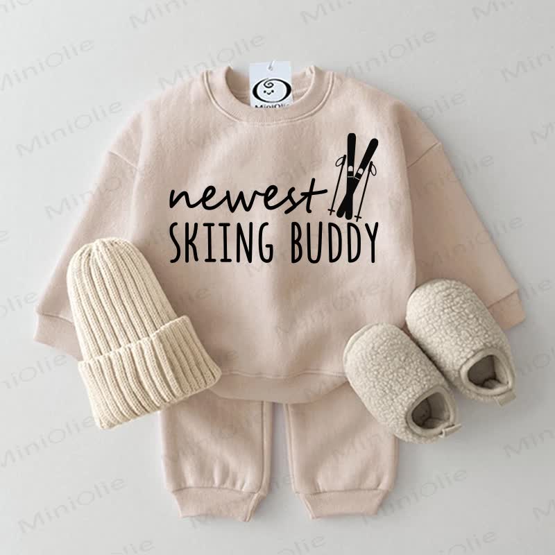NEWEST SKIING BUDDY Baby Sweatshirt 2-piece Set - Beige - 2-3T - image 1