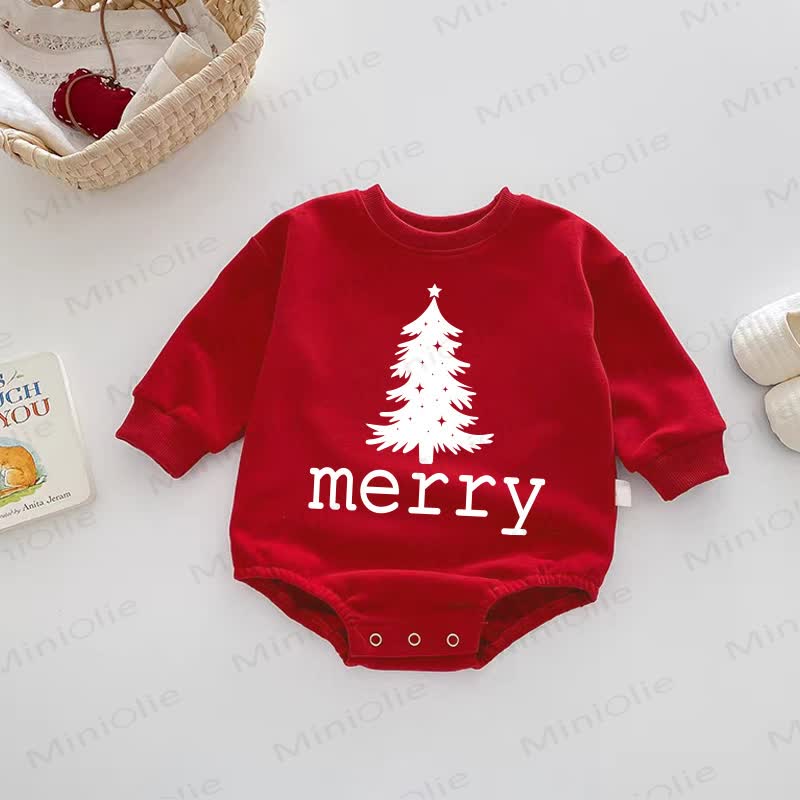 MERRY Baby Christmas Tree Red Bodysuit - Red - 18-24M - image 1