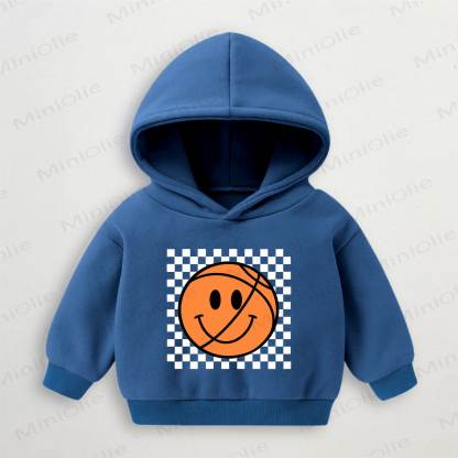Baby Toddler Basketball Smiley Blue Hoodie - Blue - 3-5T - image 1