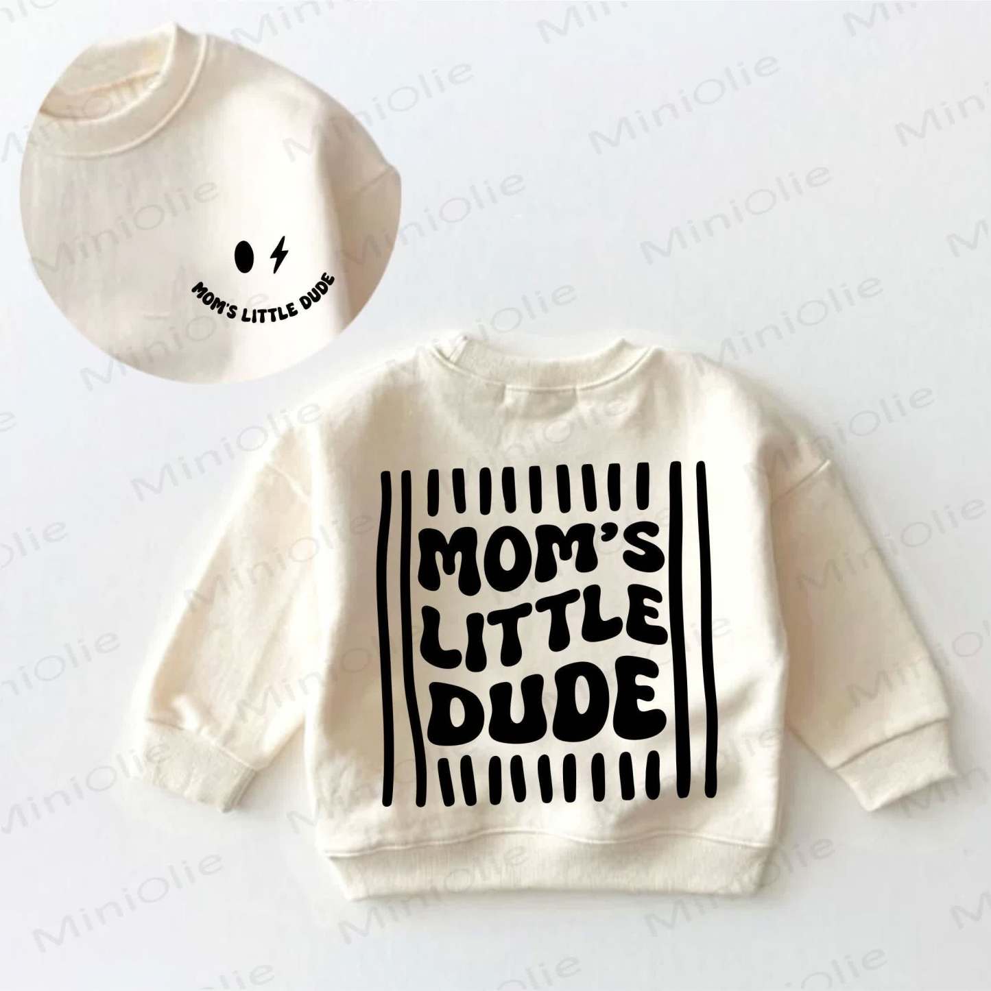 MOM'S LITTLE DUDE Baby Toddler Cream Sweatshirt - Cream - 3-5T - image 1