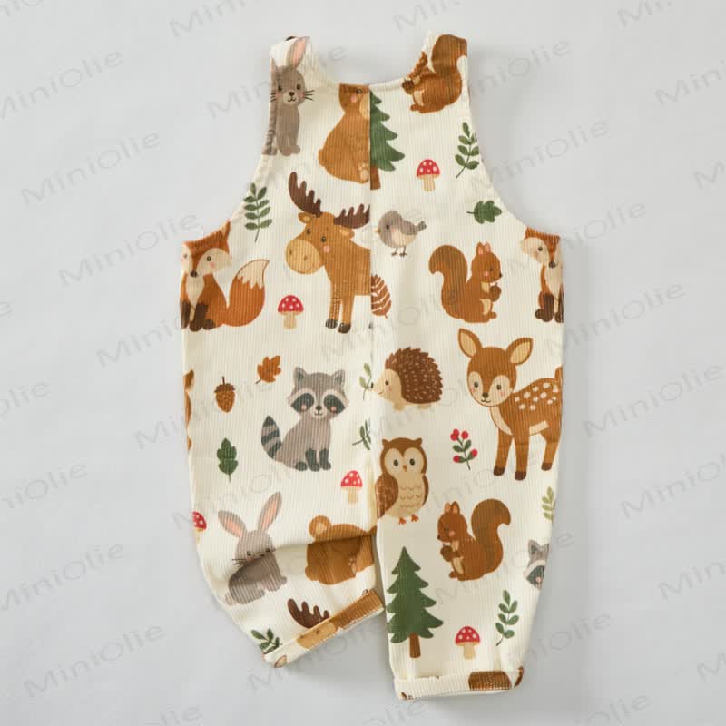 Baby Toddler Beige Animal Corduroy Pocket Overalls - image 2