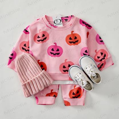 Baby Funny Face Pumpkin Pink Waffle 2-piece Set - image 3