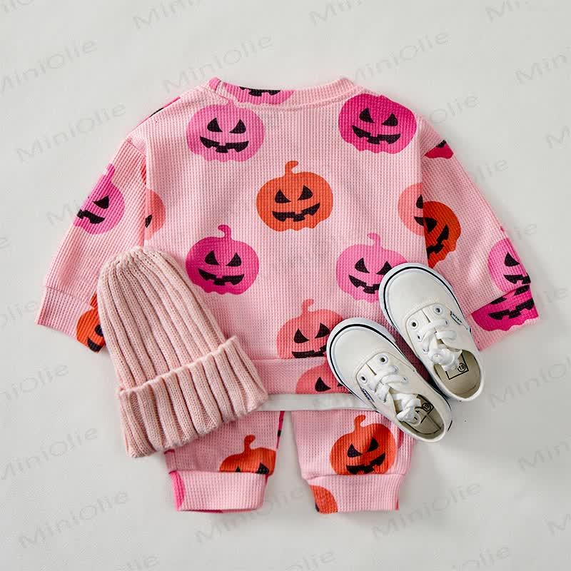 Baby Funny Face Pumpkin Pink Waffle 2-piece Set - image 2