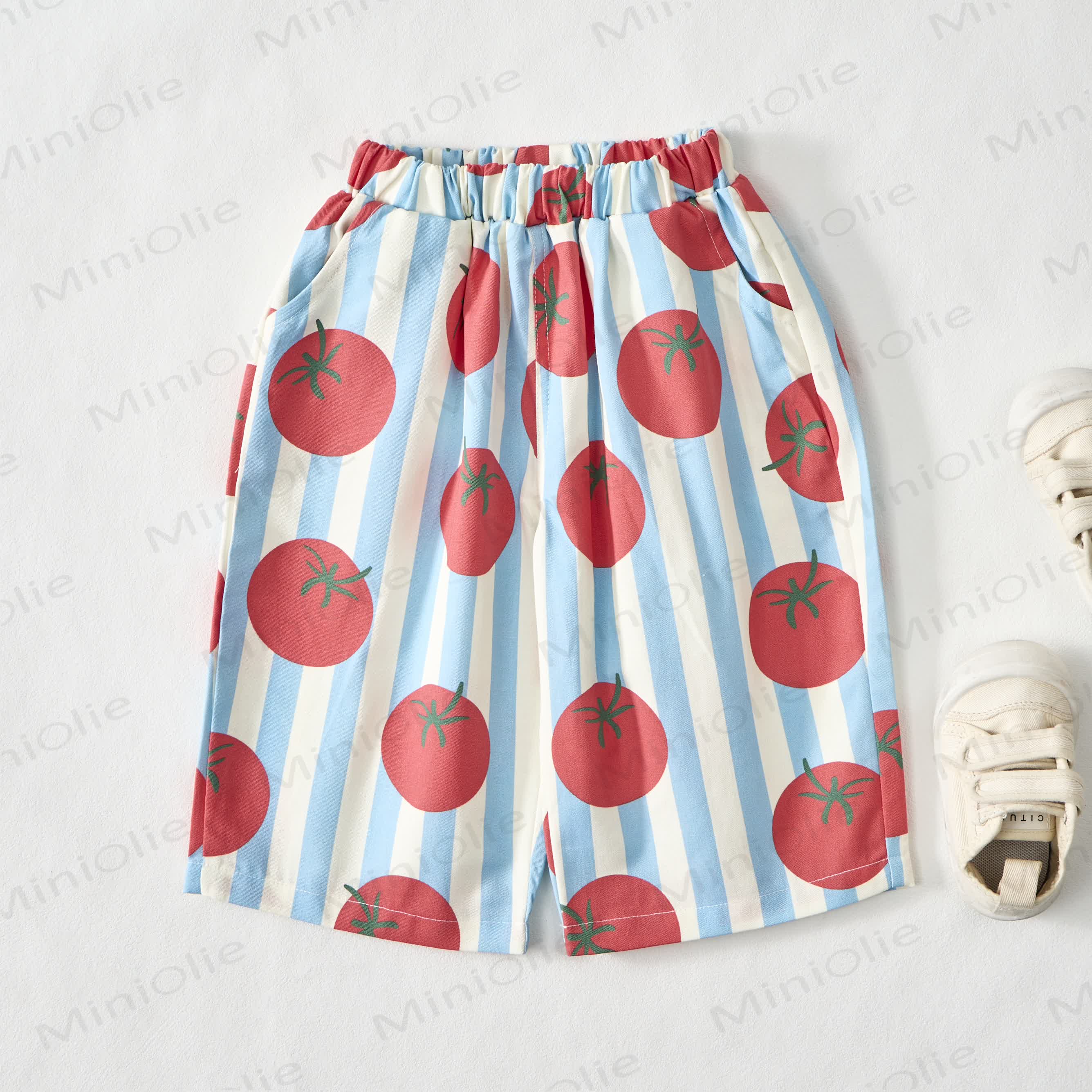 Baby White Tomato Striped Print Pants - image 2