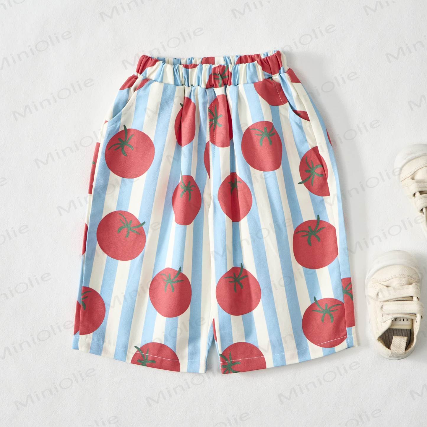 Baby White Tomato Striped Print Pants - image 2