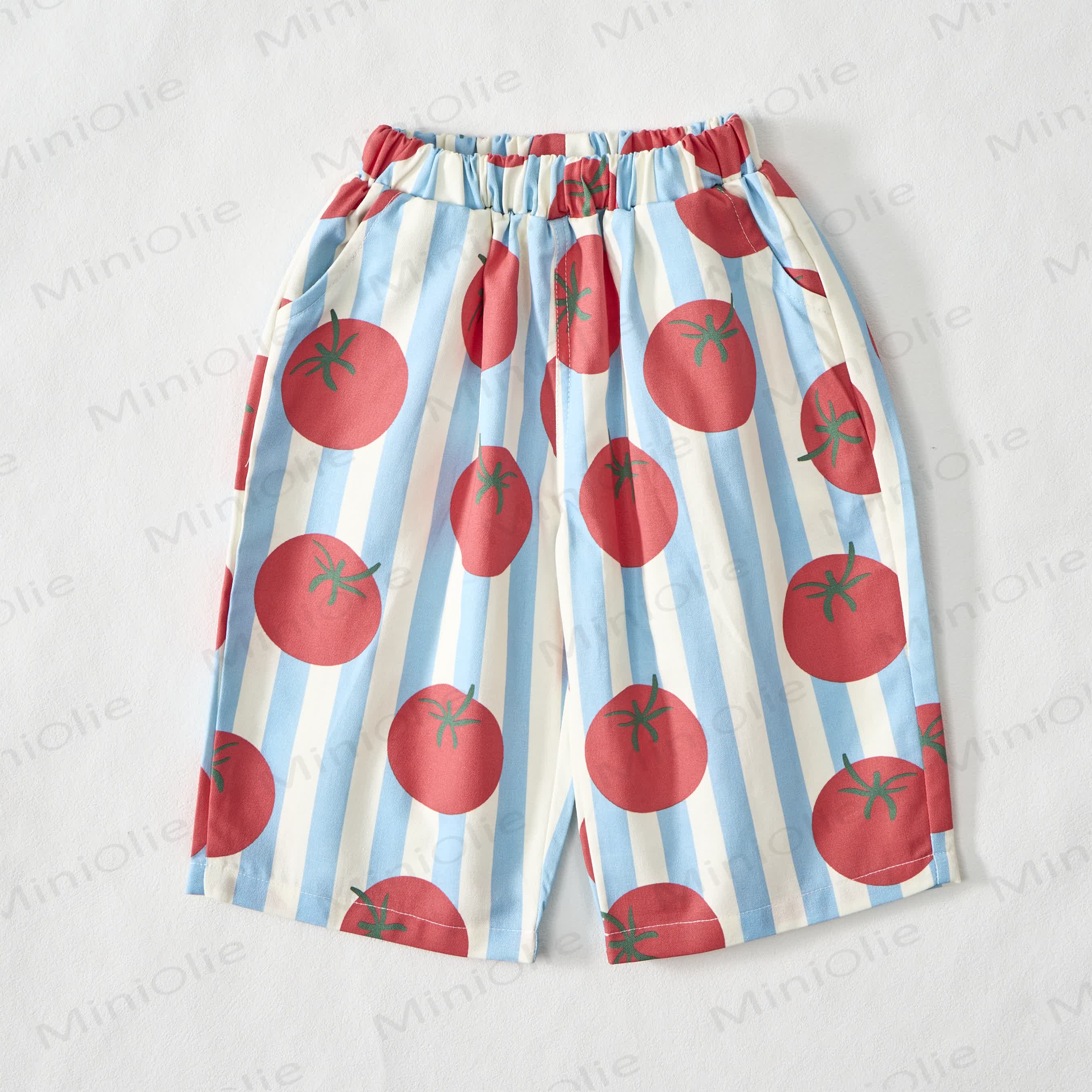 Baby White Tomato Striped Print Pants - image 3