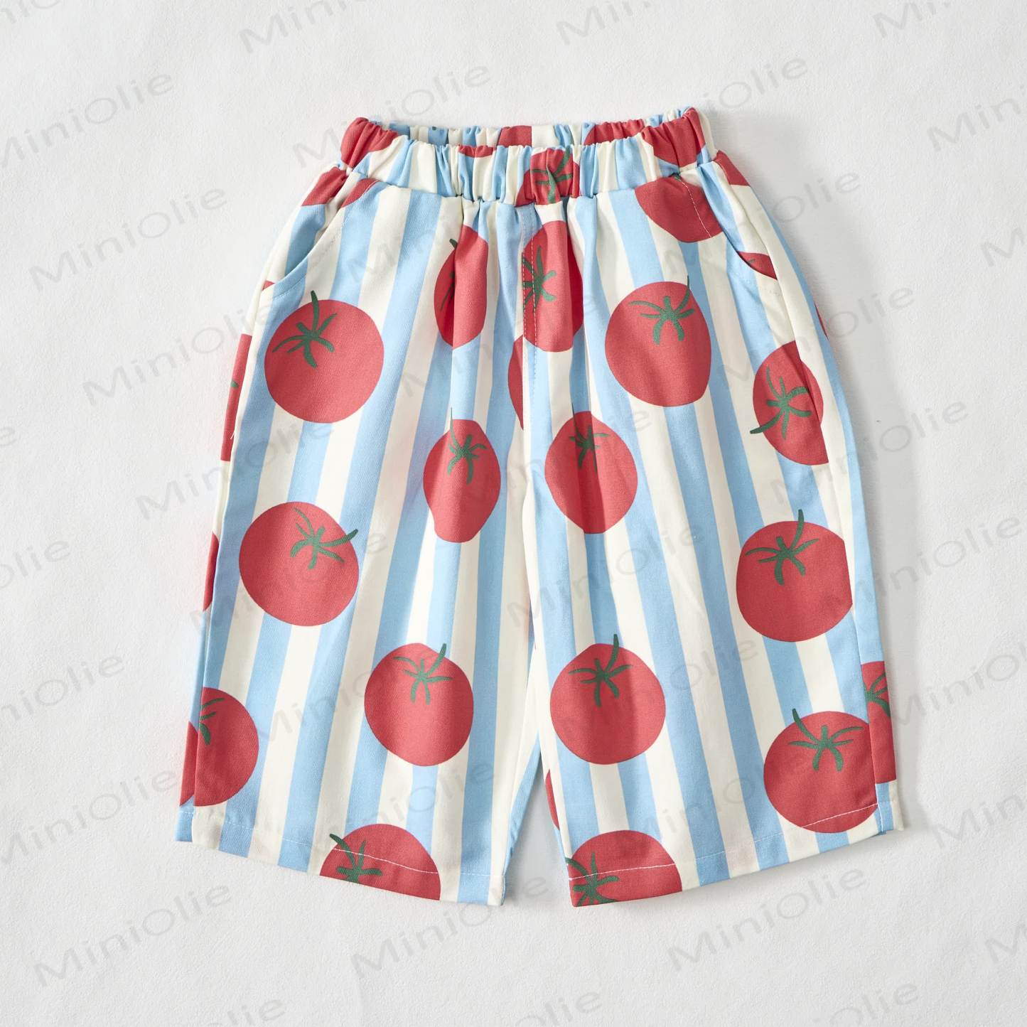 Baby White Tomato Striped Print Pants - image 3