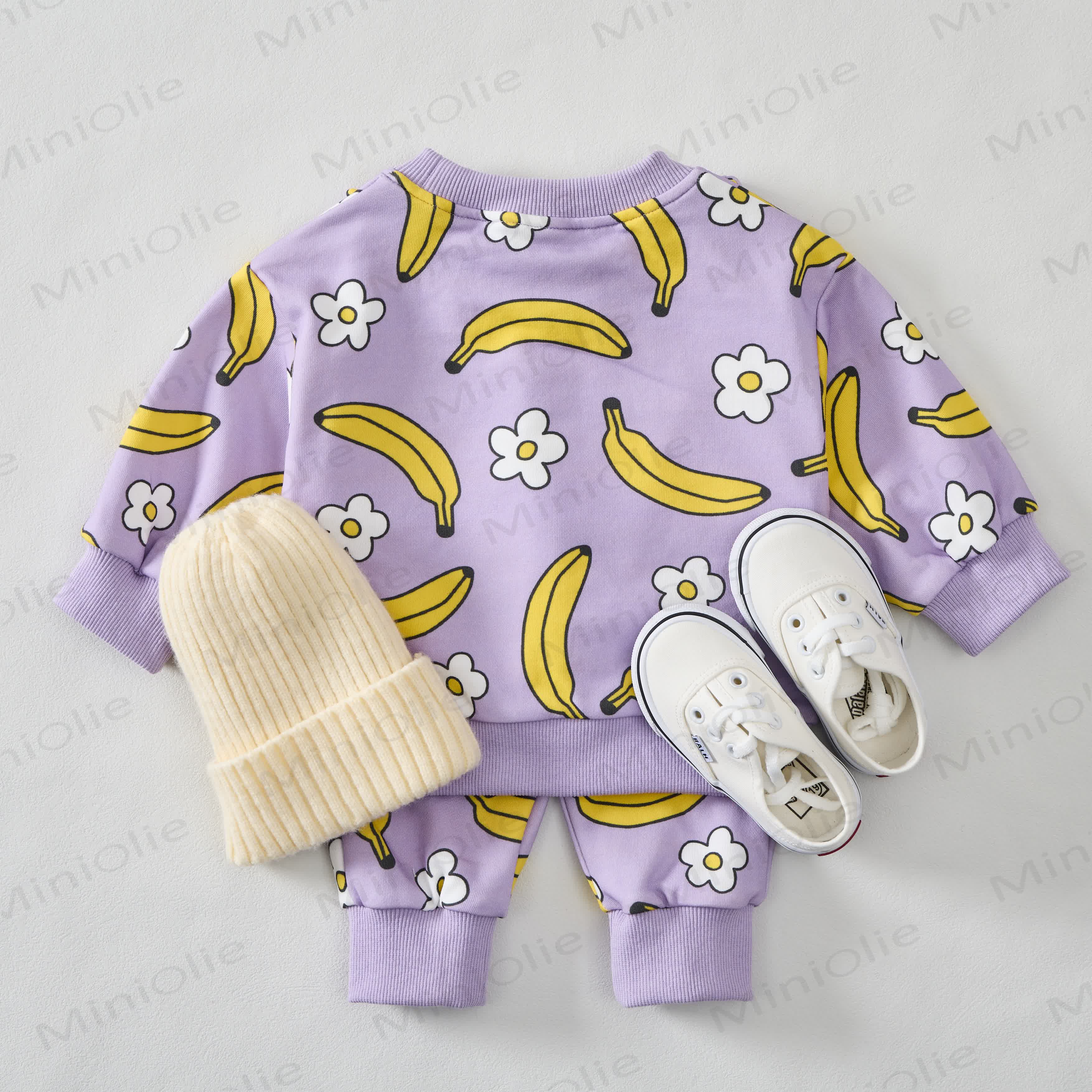 Baby Purple Banana and Flower Print 2-piece Set - image 2