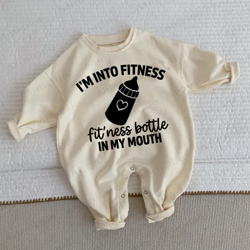 I'M INTO FITNESS FIT'NESS BOTTLE IN MY MOUTH Baby Toddler Bottle Beige Romper - Beige - 2-3T - image 1