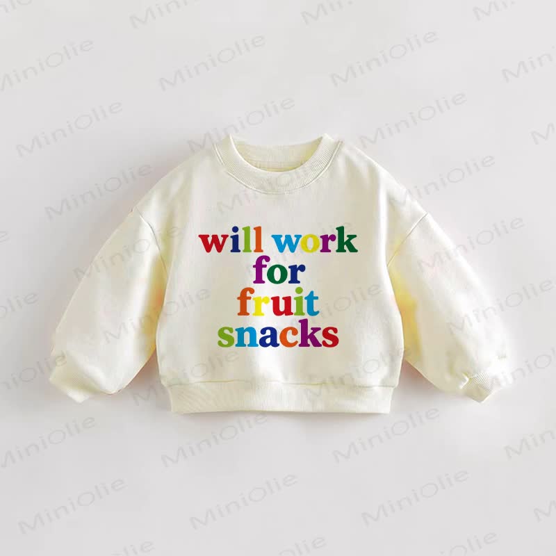WILL WORK FOR SNACKS Baby Toddler Cream Sweatshirt - Cream - 3-5T - image 1
