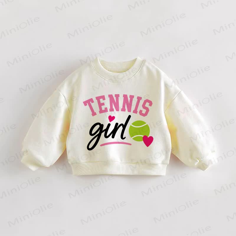 TENNIS GIRL Baby Toddler Cream Sweatshirt - Cream - 3-5T - image 1