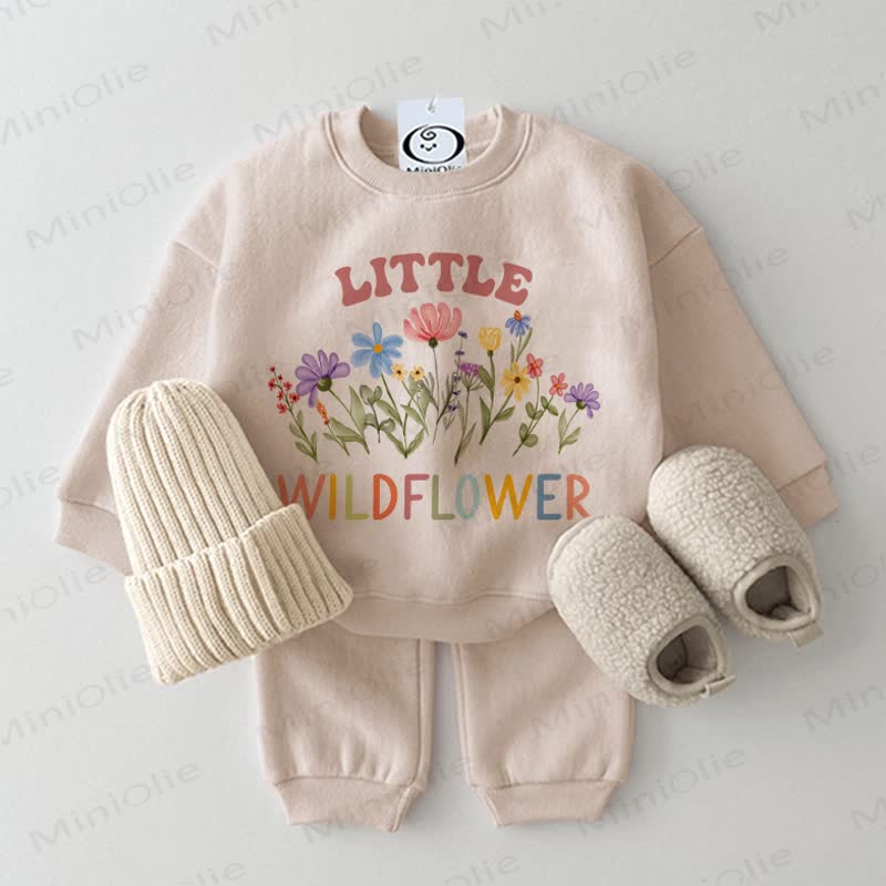 LITTLE WILDFLOWER Baby Beige Sweatshirt 2-piece Set - Beige - 2-3T - image 1