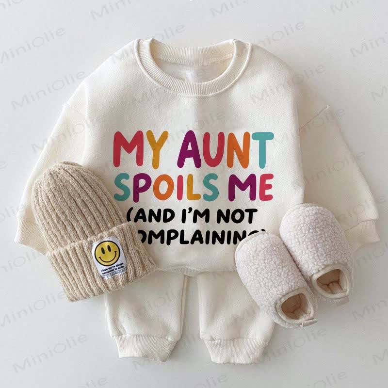 MU AUNT SPOILS ME (AND I'M NOT COMPLAINING) Baby White Sweatshirt 2-piece Set - White - 2-3T - image 1