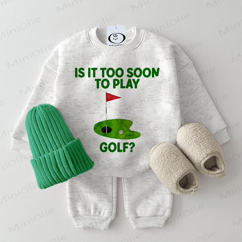 IS IT TOO SOON TO PLAY GOLF? Baby 2-piece Light Grey Set - Light Grey - 2-3T - image 1