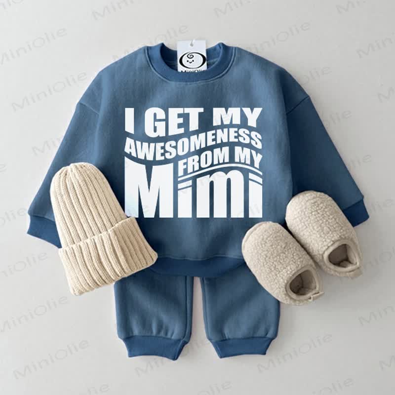 I GET MY AWESOMENESS FROM MY MIMI Baby Sweatshirt 2-piece Blue Set - Blue - 2-3T - image 1