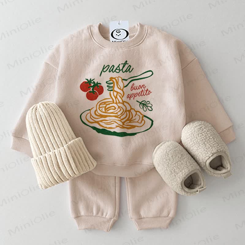 PASTA BUAN APPETITA Baby Beige Sweatshirt 2-piece Set - Beige - 2-3T - image 1