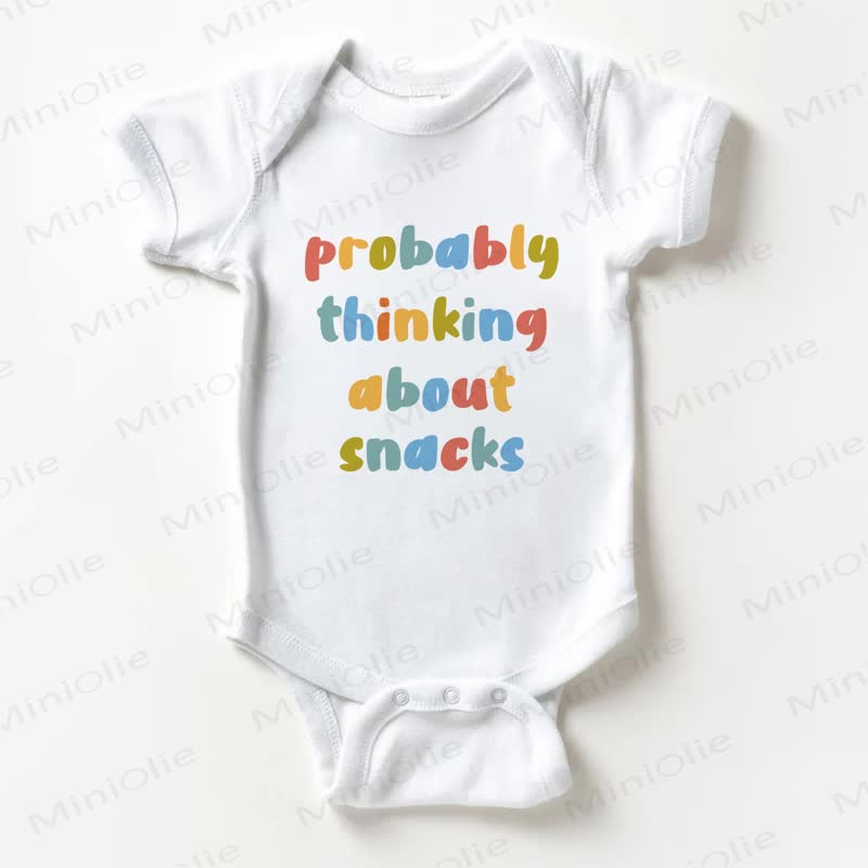 PROBABLY THINKING ABOUT SNACKS Baby White Bodysuit - White - 18-24M - image 1