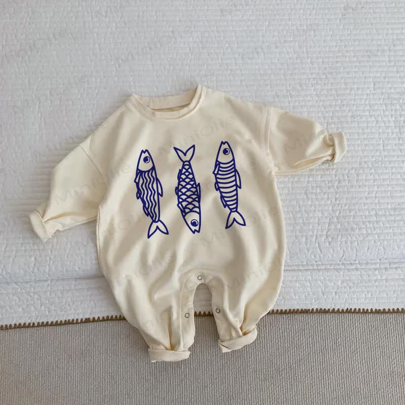 Baby Fish Beige Romper - Beige - 2-3T - image 1