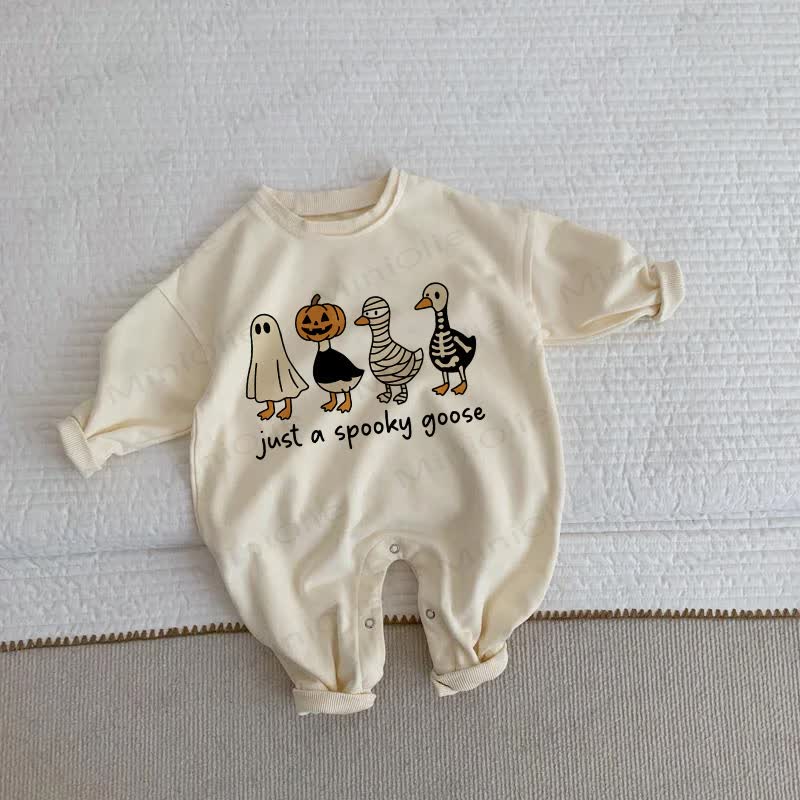 JUST A SPOOKY GOOSE Baby Romper - Beige - 2-3T - image 1
