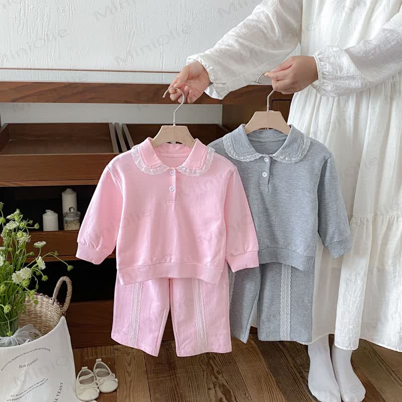 Baby Toddler Lace Collar Long Sleeve 2-piece Set - image 1