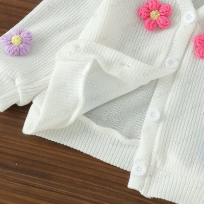 Baby Girl Crochet Flower Cardigan and Denim Skirt 2-piece Set - image 5