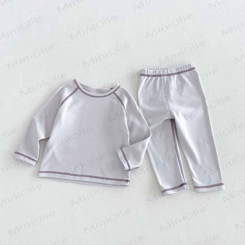 Baby Toddler Contrast Stitch Pajama 2-piece Set - Gray - 6-7T - image 4