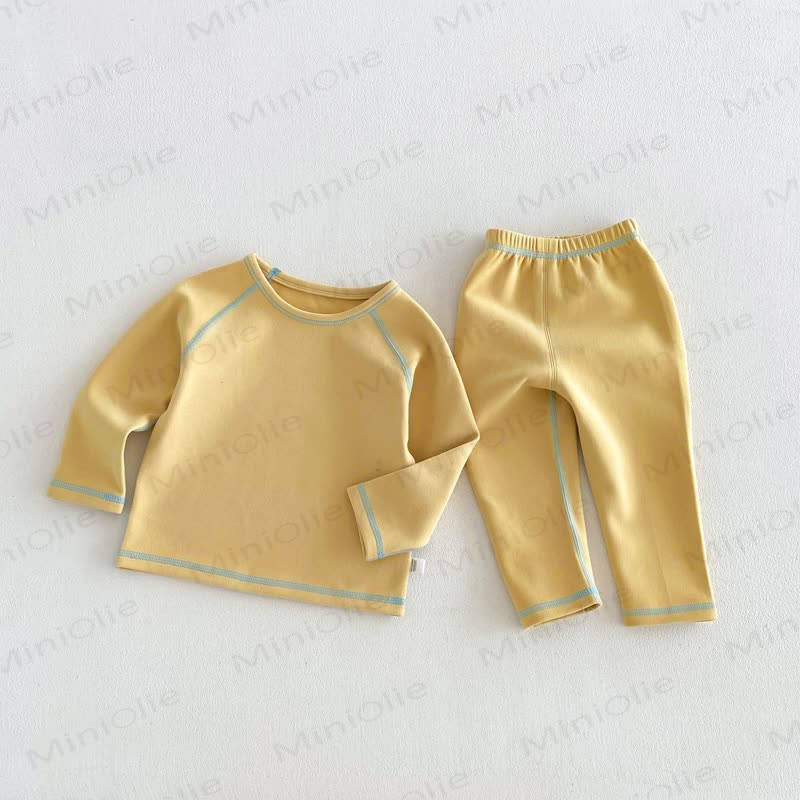 Baby Toddler Contrast Stitch Pajama 2-piece Set - Yellow - 6-7T - image 3