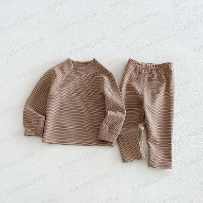 Baby Toddler Striped Top and Pants Lounge 2-piece Set - Brown - 6-7T - image 2