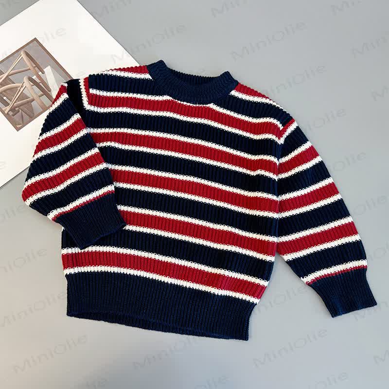 Baby Toddler Striped Knit Sweater or Khaki Pants - Navy - 4-5T - image 2