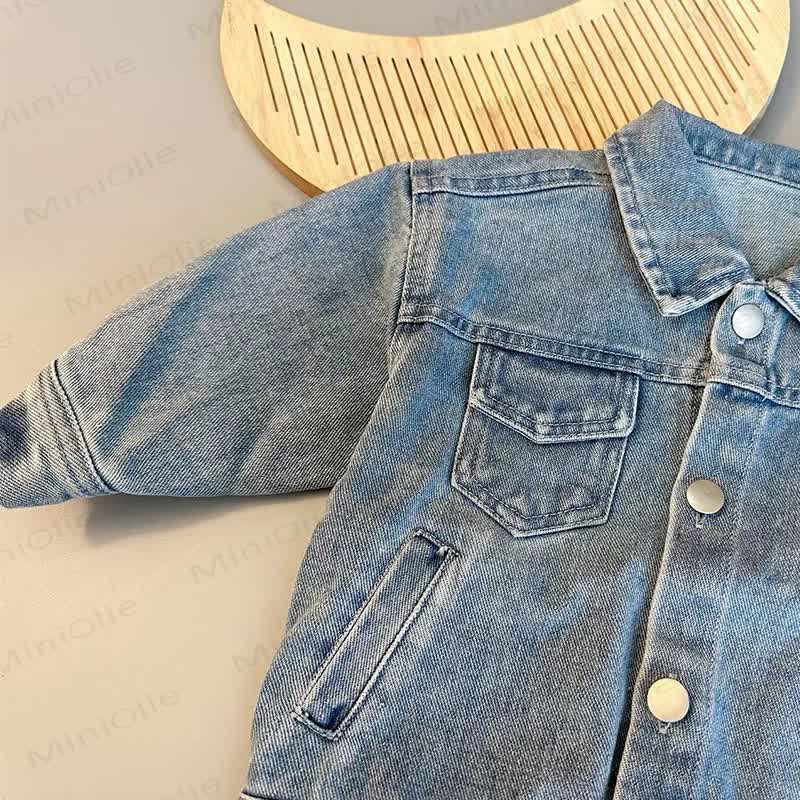 EVERYTHING GREAT WAS ONCE A DREAM Baby Toddler Denim Jacket or Beige Puppy Pants - image 6