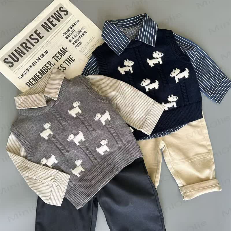 Baby Toddler Puppy Jacquard Knit Vest or Pants - image 1