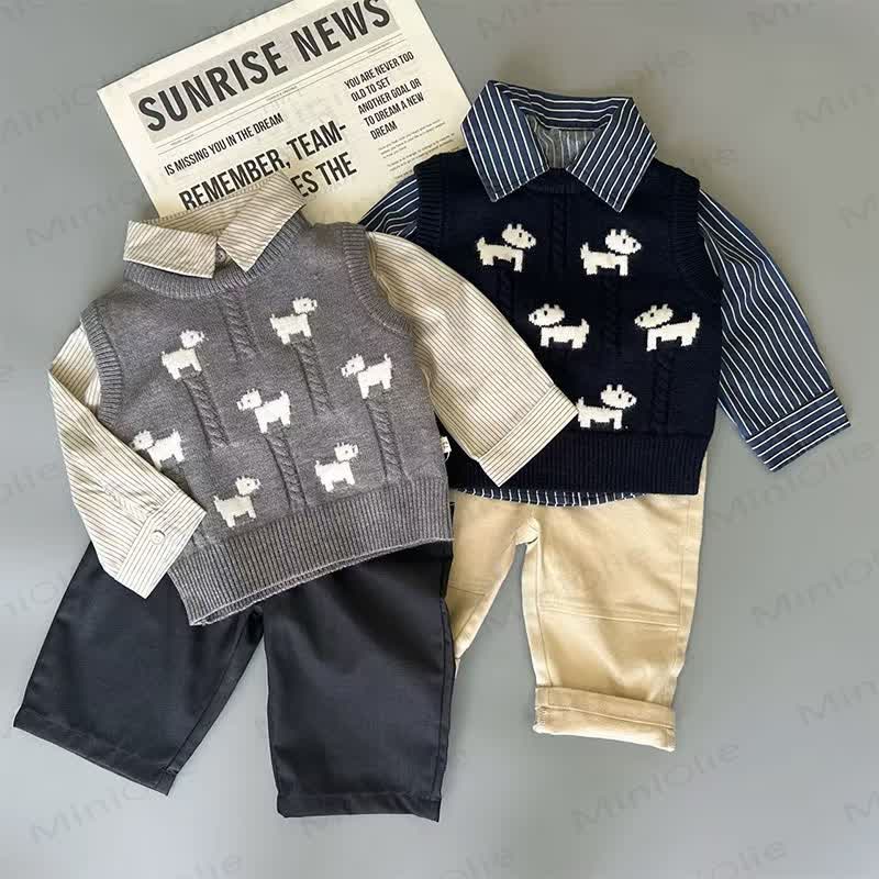 Baby Toddler Puppy Jacquard Knit Vest or Pants - image 6