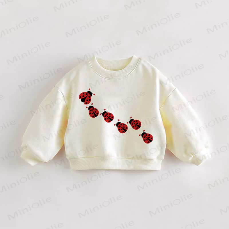 Baby Toddler Ladybug Cream Sweatshirt - Cream - 3-5T - image 1