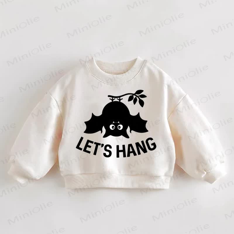 LET'S HANG Baby Toddler Upside-down Bat Cream Sweatshirt - Cream - 3-5T - image 1
