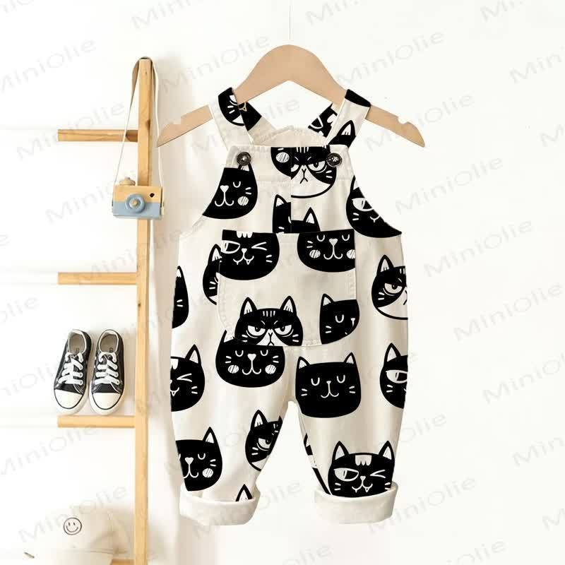 Baby Toddler Beige Cat Pocket Overalls - Beige - 3-5T - image 1