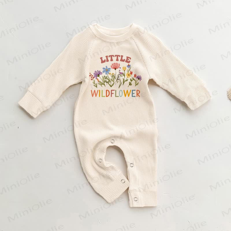 LITTLE WILDFLOWER Baby Flower Print Beige Waffle Romper - Beige - 18-24M - image 1