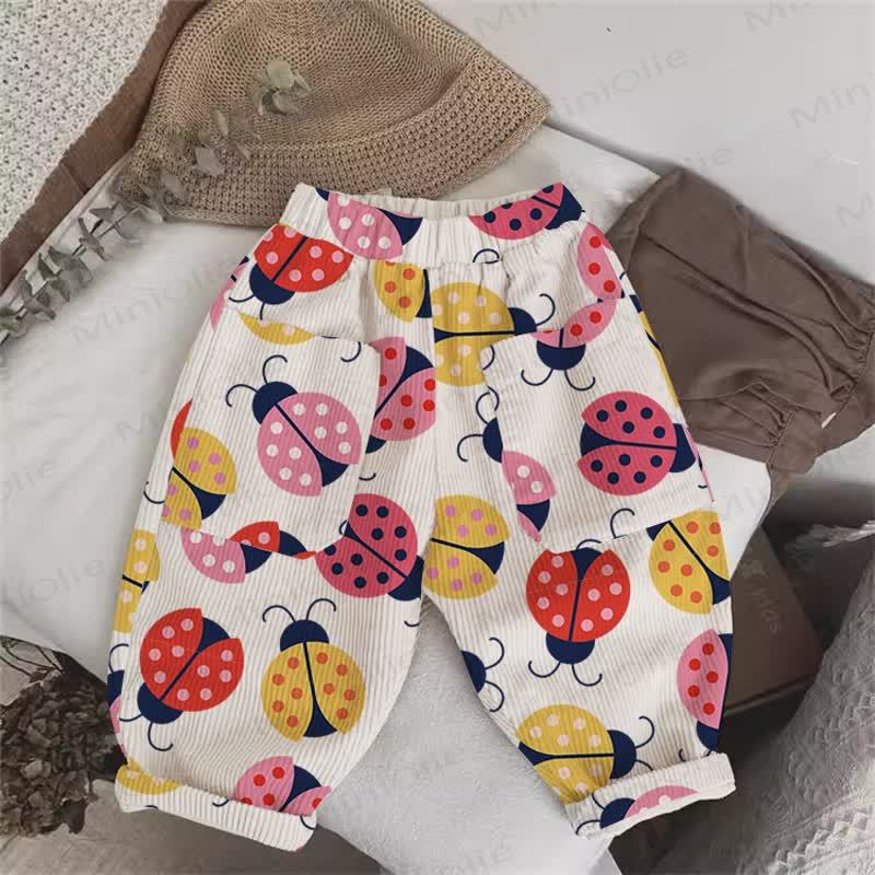 Baby Toddler Ladybug Beige Cord Pants - Beige - 5-7T - image 1