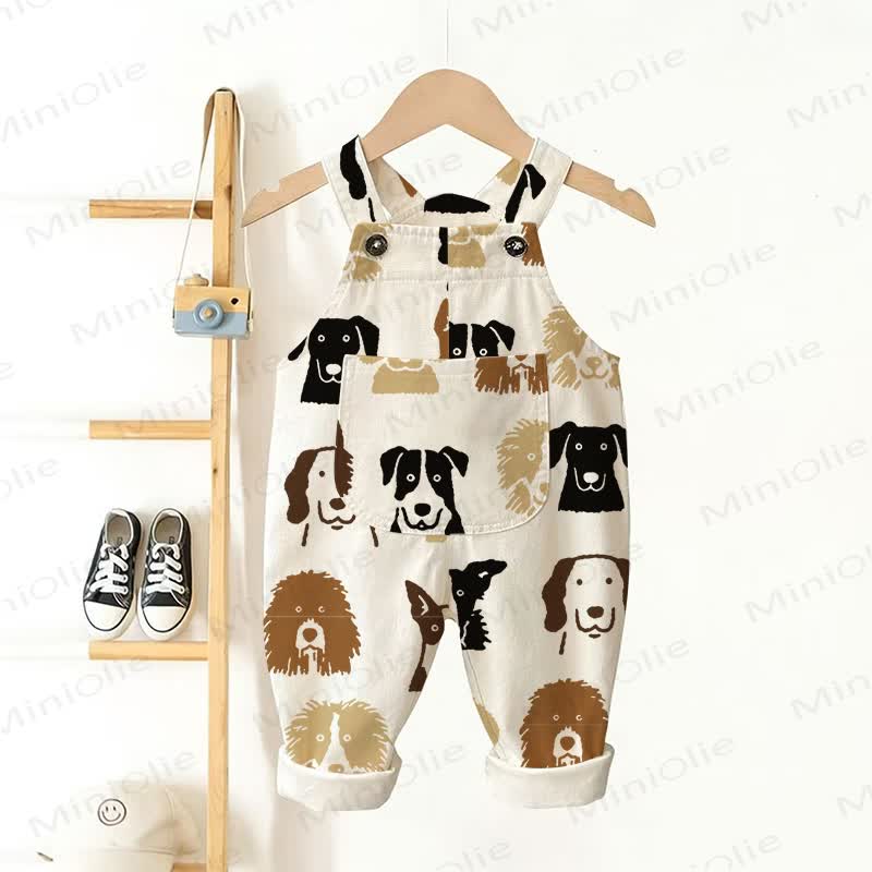 Baby Toddler Puppy Pocket Overalls - Beige - 3-5T - image 1