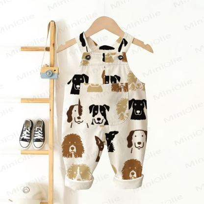 Baby Toddler Puppy Pocket Overalls - Beige - 3-5T - image 1