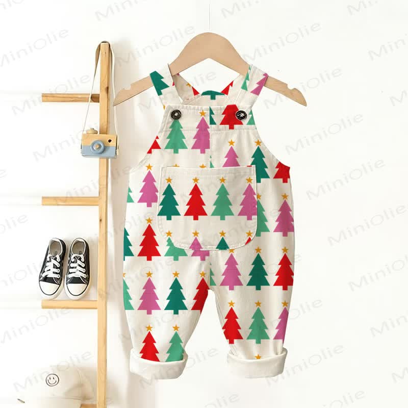 Baby Christmas Tree Pocket Overalls - Beige - 3-5T - image 1