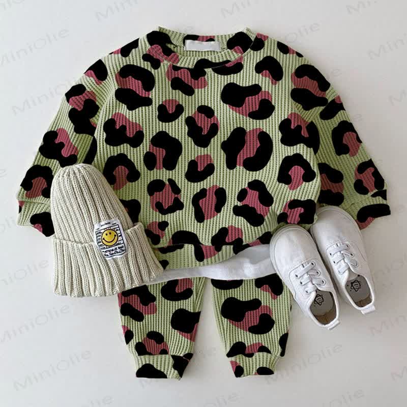 Baby Green Waffle Leopard 2-piece Set - Green - 2-3T - image 1