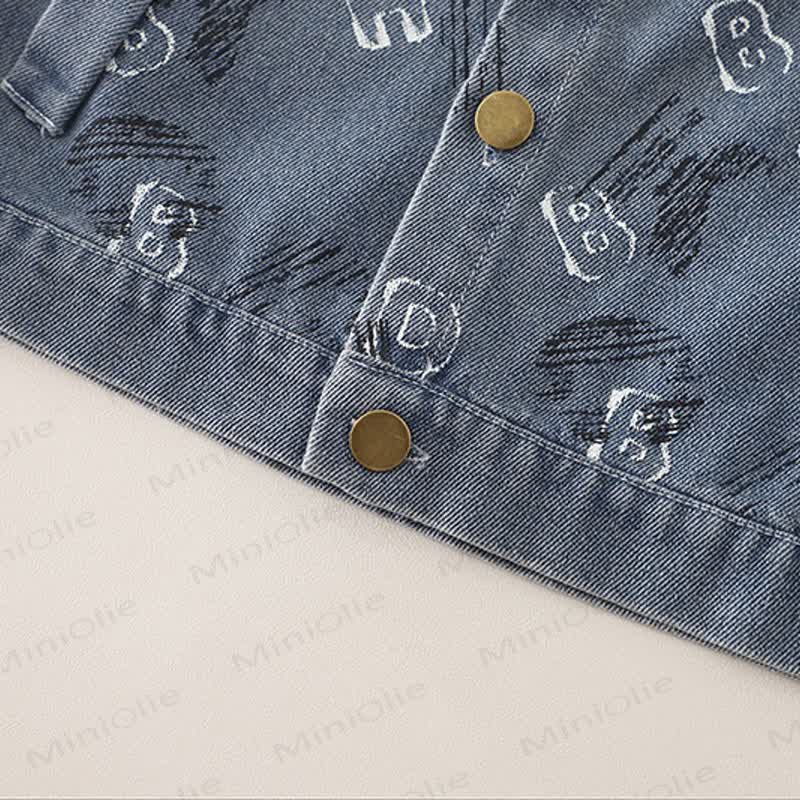 Toddler Baby Boy Cartoon Hoodie and Denim Vest 3-piece Set - image 8
