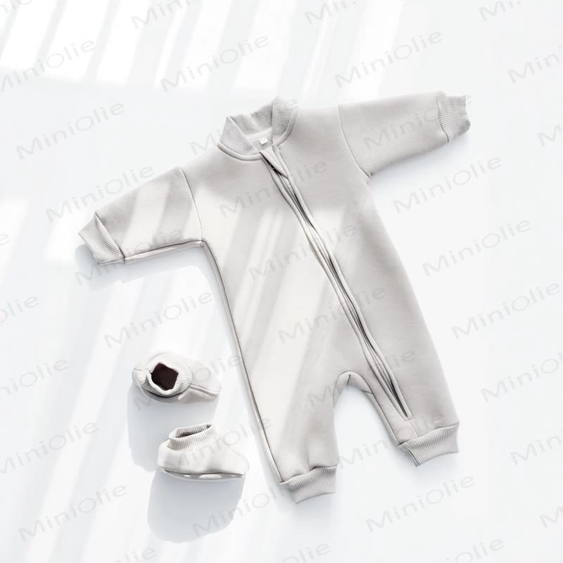 Baby Fleece Lined Zip Romper with Booties - Light Gray - 2-3T - image 9
