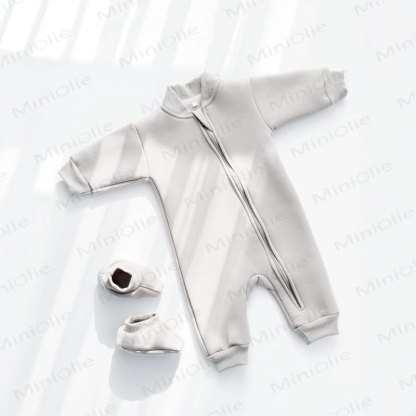 Baby Fleece Lined Zip Romper with Booties - Light Gray - 2-3T - image 9