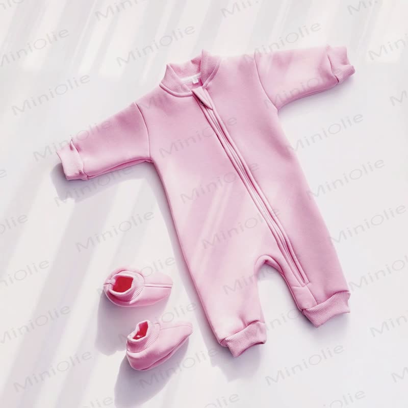 Baby Fleece Lined Zip Romper with Booties - Pink - 2-3T - image 7