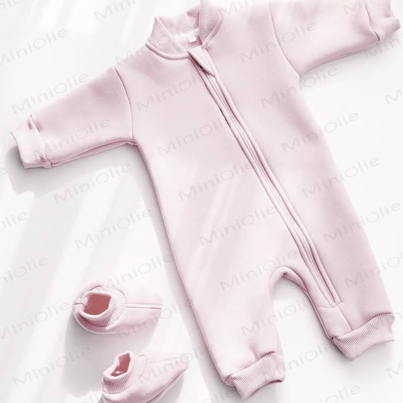 Baby Fleece Lined Zip Romper with Booties - image 6