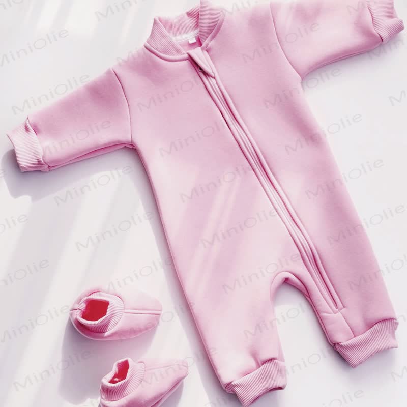 Baby Fleece Lined Zip Romper with Booties - image 8